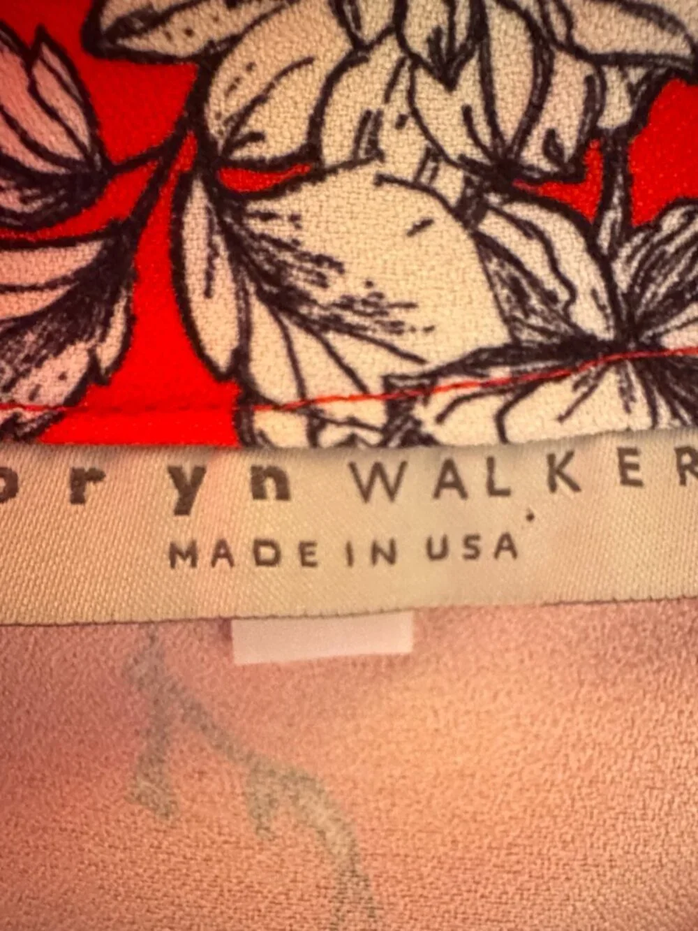 Brynn Walker Red Floral 2pc Set Medium Japanese Inspired Mandarin Collar Artsy